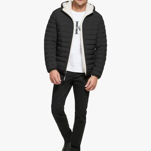 Calvin Klein Men's Black Puffer Jacket with Hood